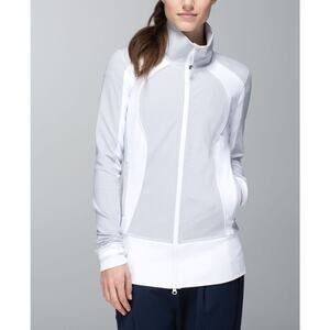 Lululemon Nice Asana Jacket Wee Stripe White Heathered Medium Grey White 6